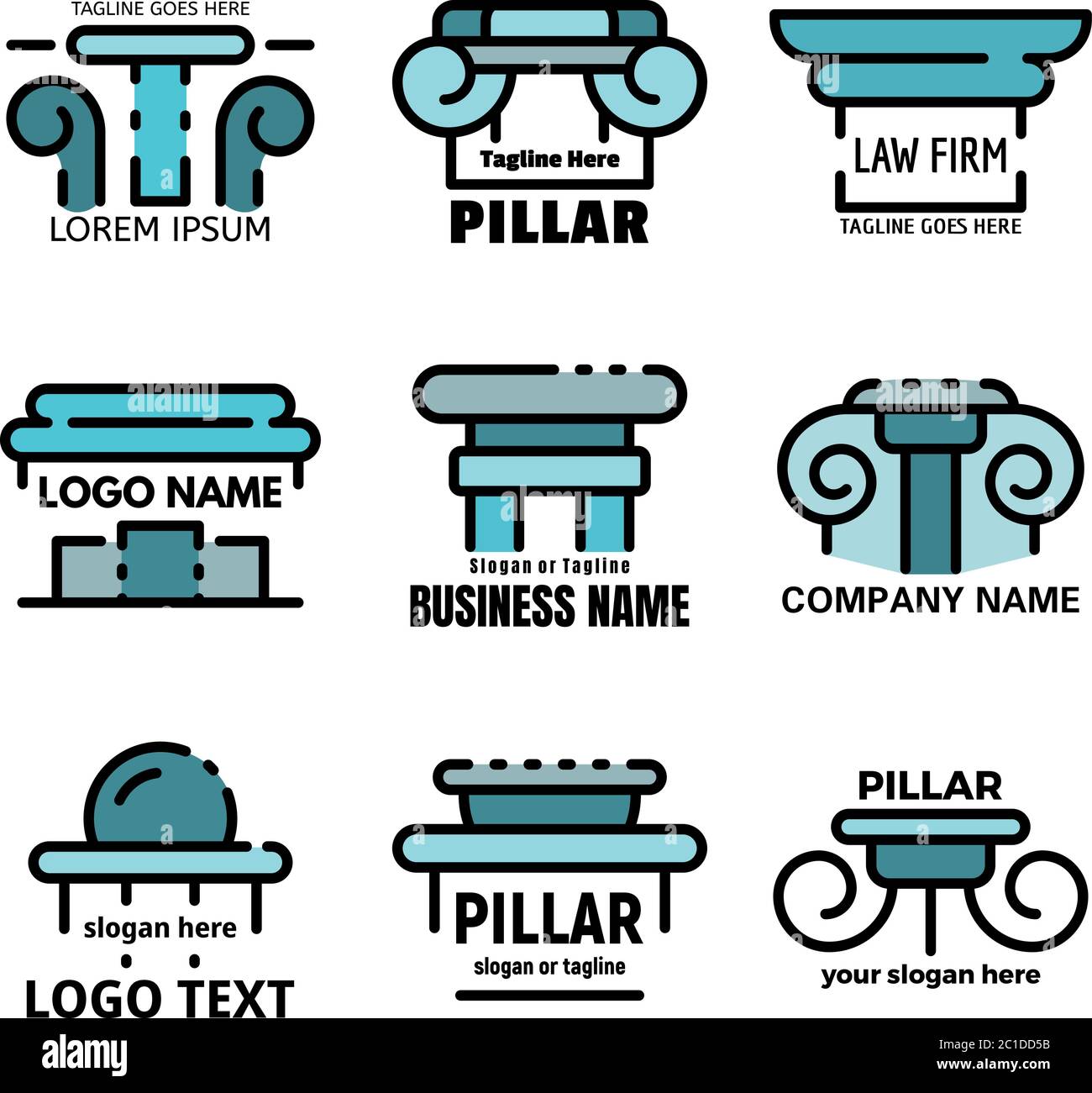 Pillar icons set line color vector Stock Vector Image & Art Alamy