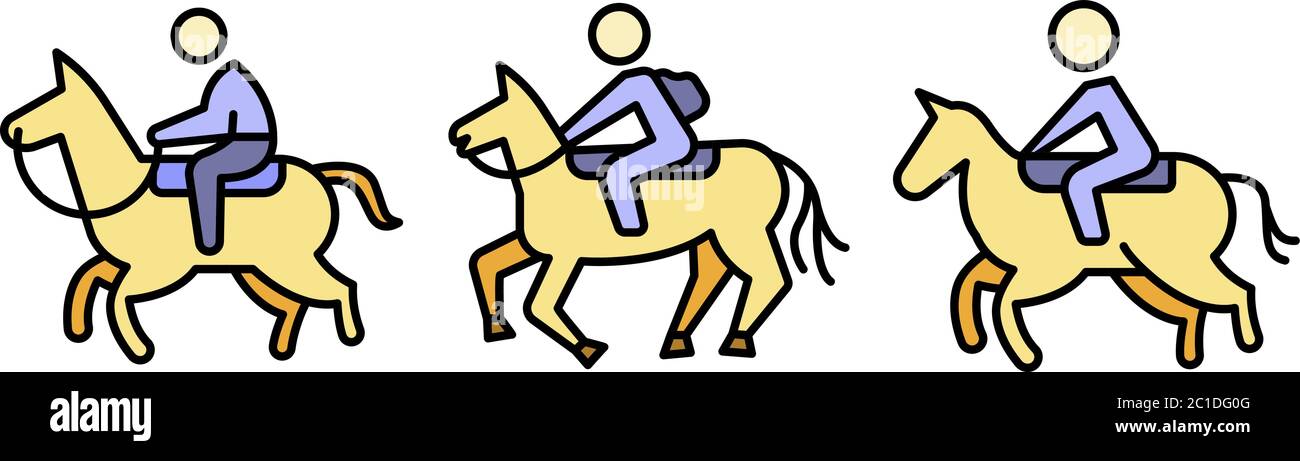 Horseback riding icons set line color vector Stock Vector Image & Art ...