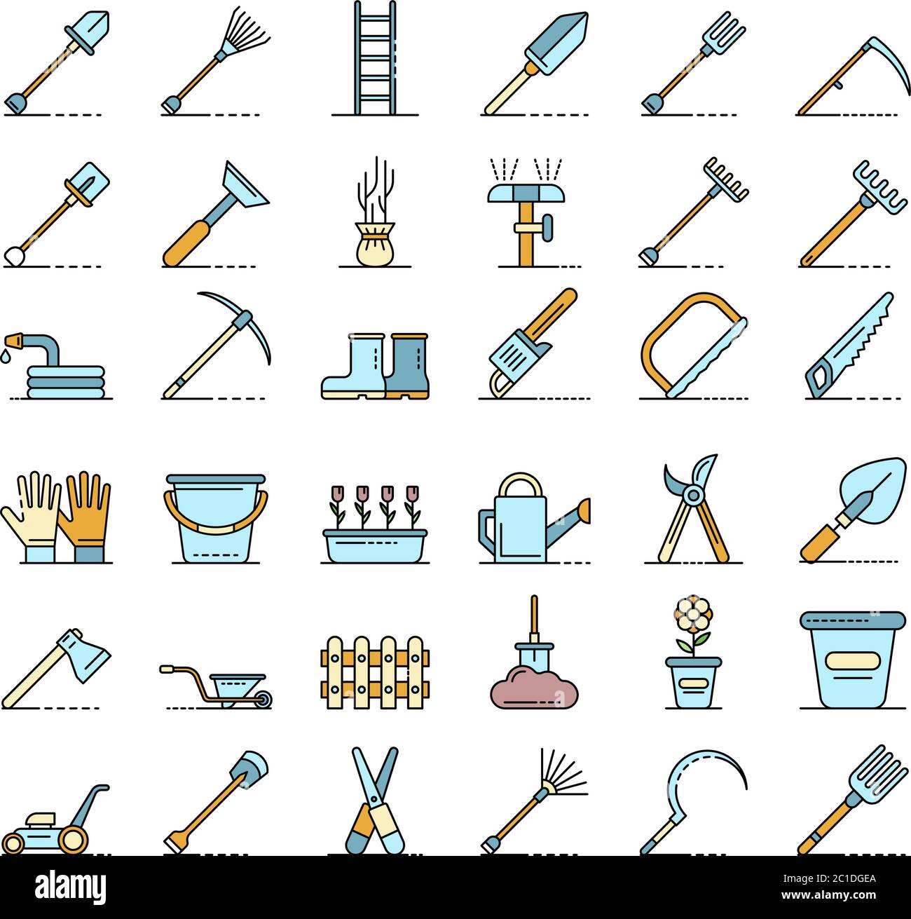 Gardening tools icons set line color vector Stock Vector Image & Art ...