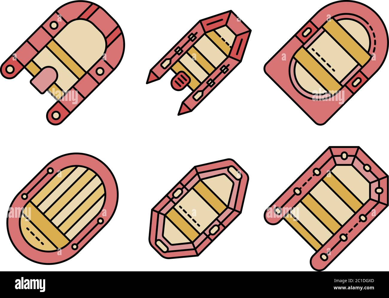 Inflatable boat icons set line color vector Stock Vector Image & Art ...