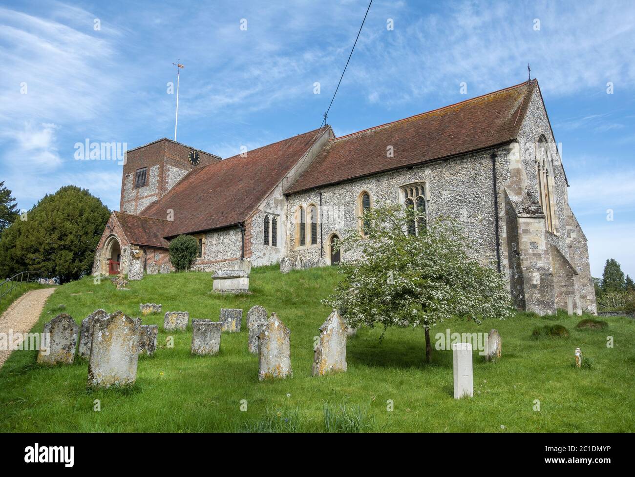 Church of St. Michael & All Angels in the picturesque village of Cheriton, England, UK Stock Photo