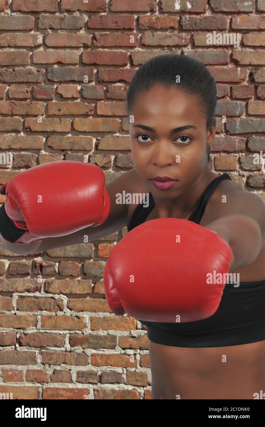Black woman boxer Stock Photo