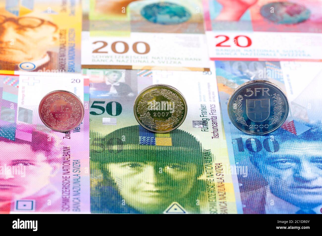 Swiss Franc coins Stock Photo - Alamy
