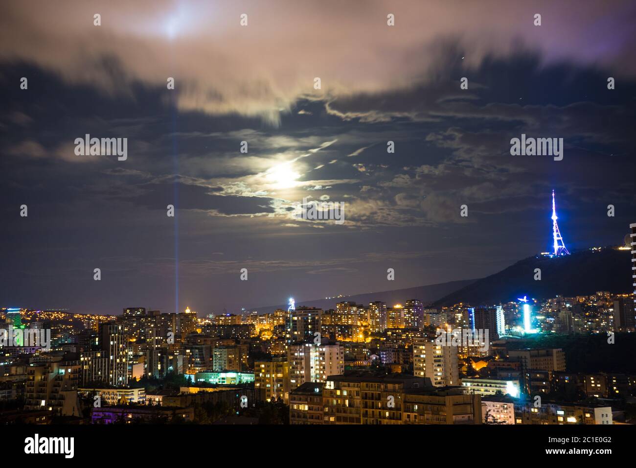 Night sky over new centre of Tbilisi city Stock Photo - Alamy