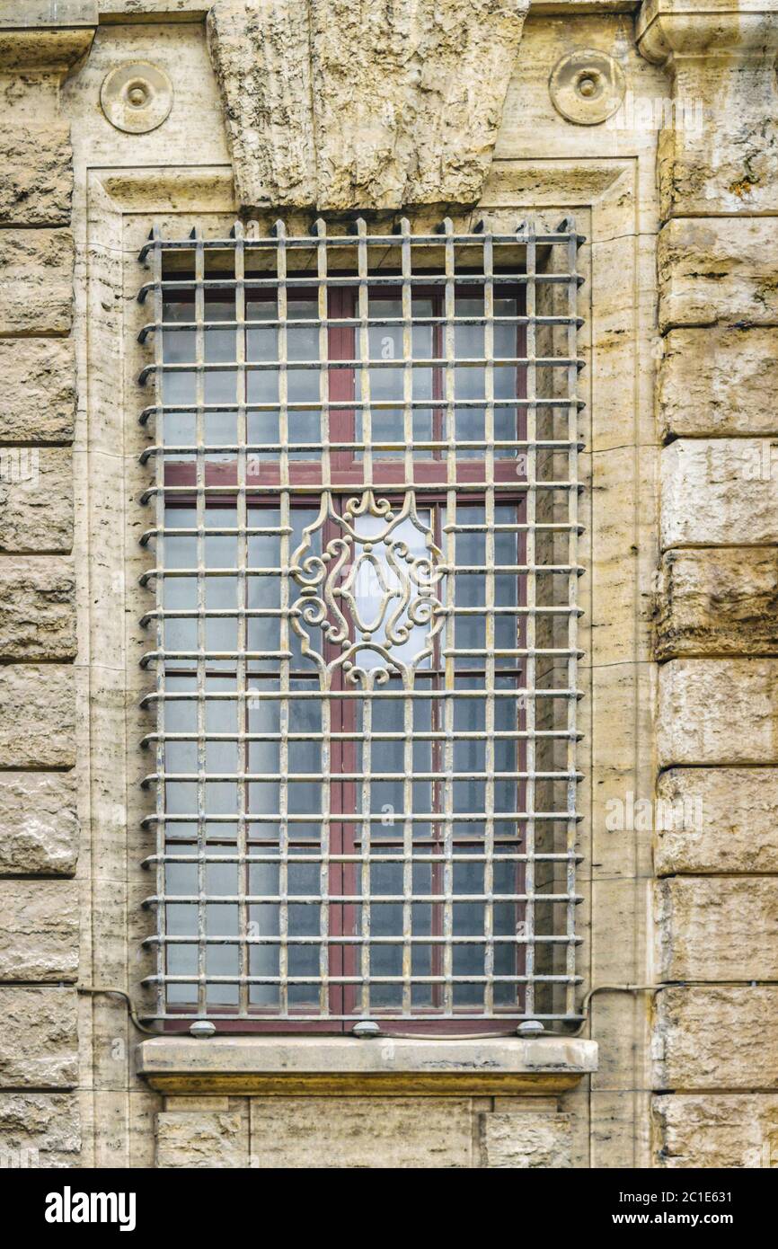 Old Style Iron Bars Window Stock Photo - Alamy