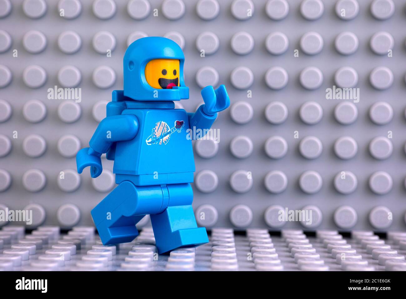 Tambov, Russian Federation - June 04, 2020 Lego astronaut minifigures going  on gray baseplate background Stock Photo - Alamy
