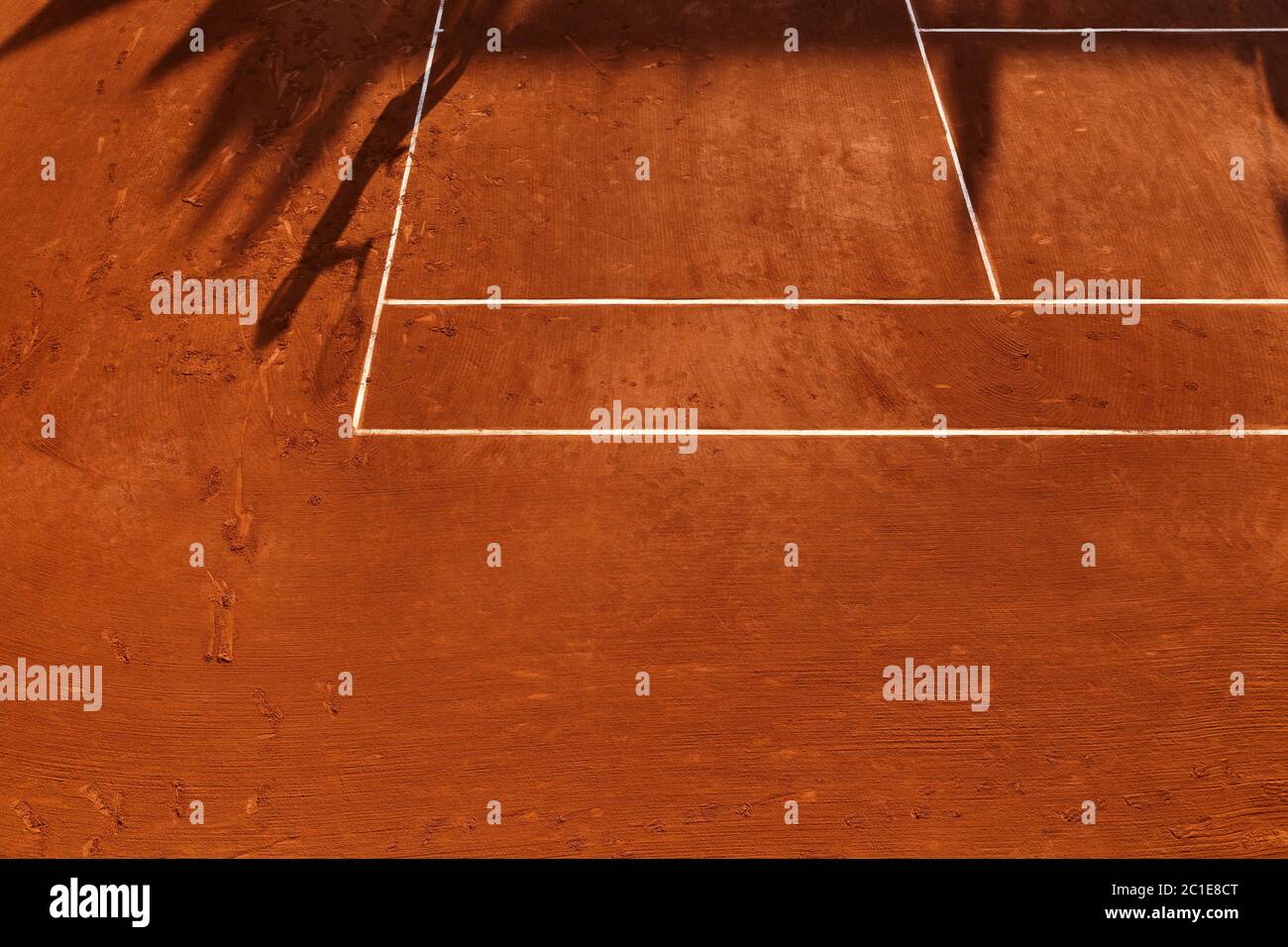 View on a tennis clay court and baseline Stock Photo