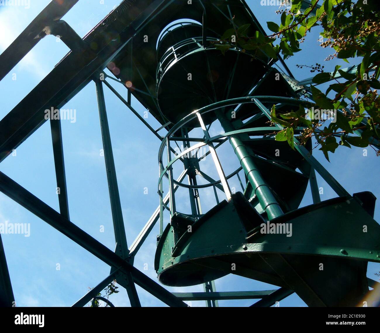 Modern lookout tower as a steel structure in steep perspective 2 Stock Photo
