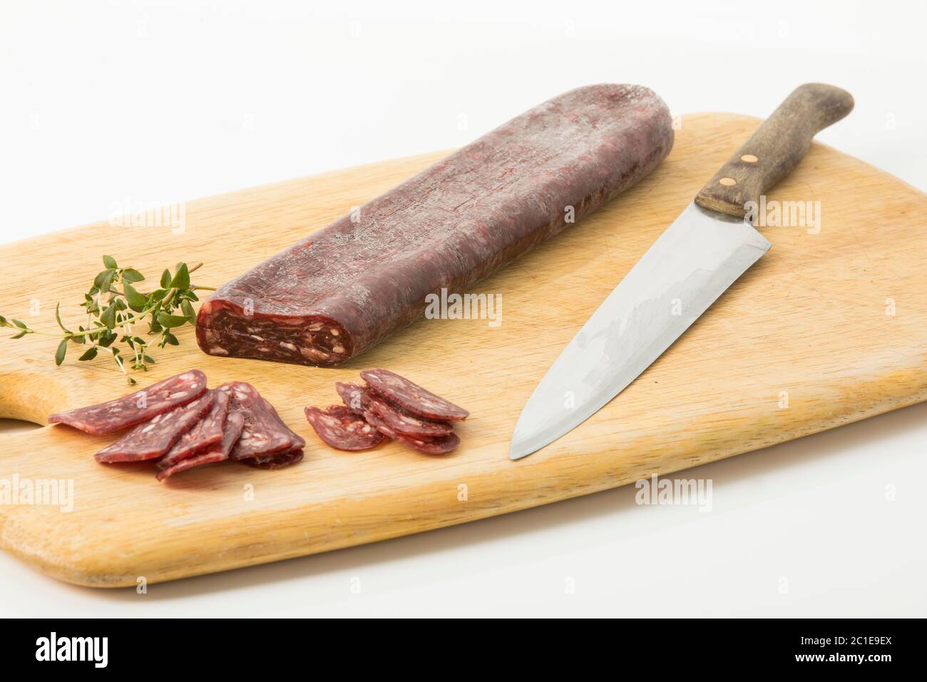 Salami from buffalo meat Stock Photo
