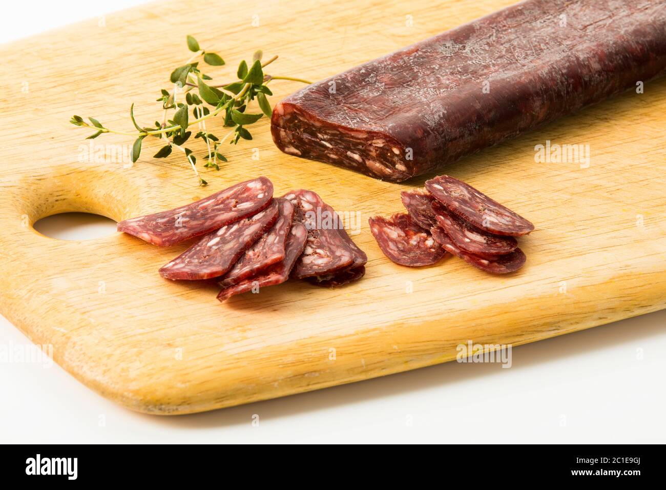 Salami from buffalo meat Stock Photo