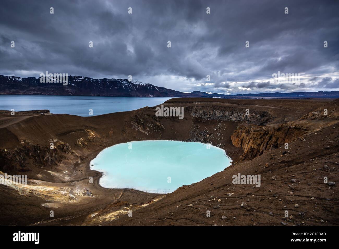 Askja Volcano Crater Iceland Stock Photo