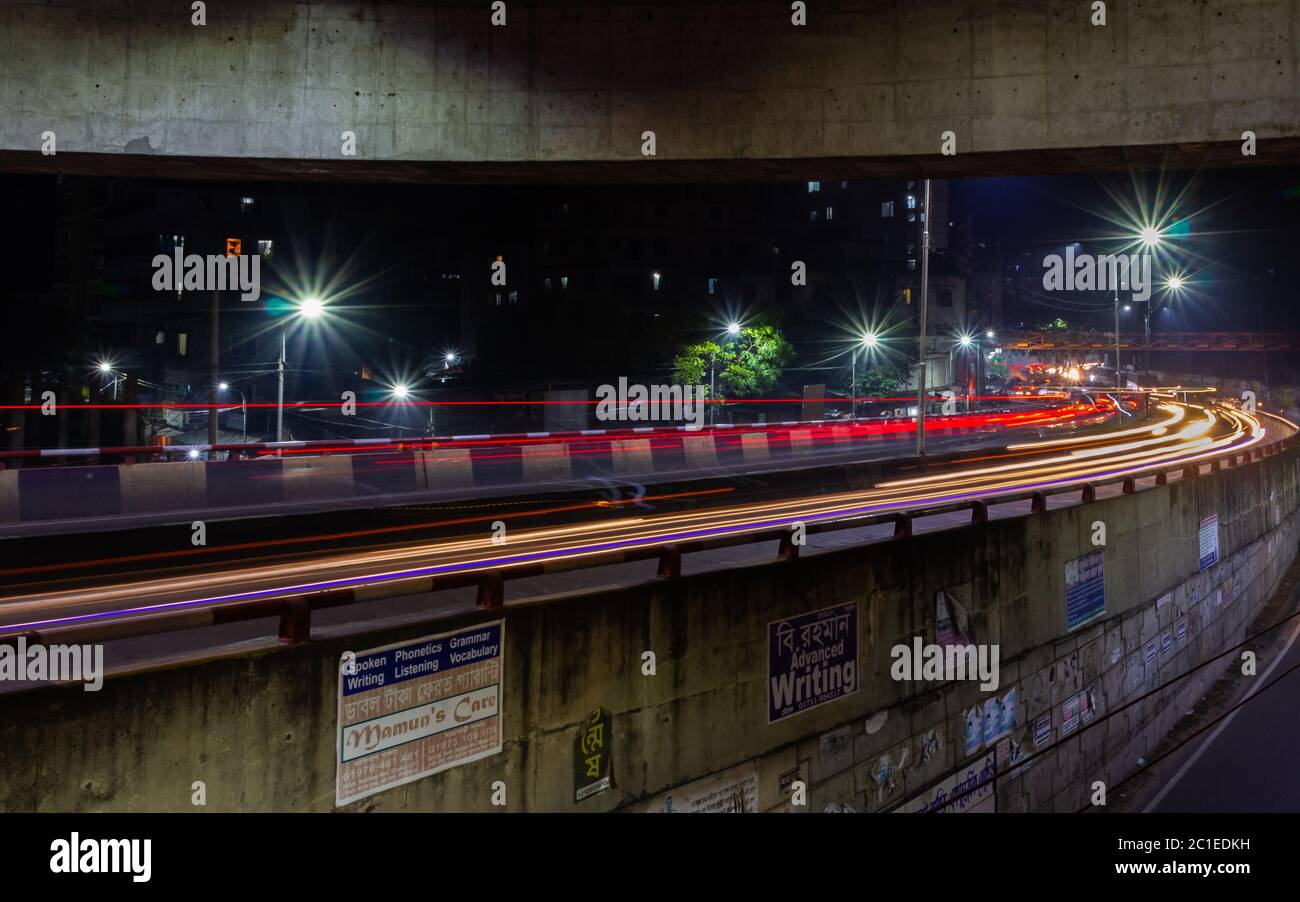 Motion of local street lights Stock Photo