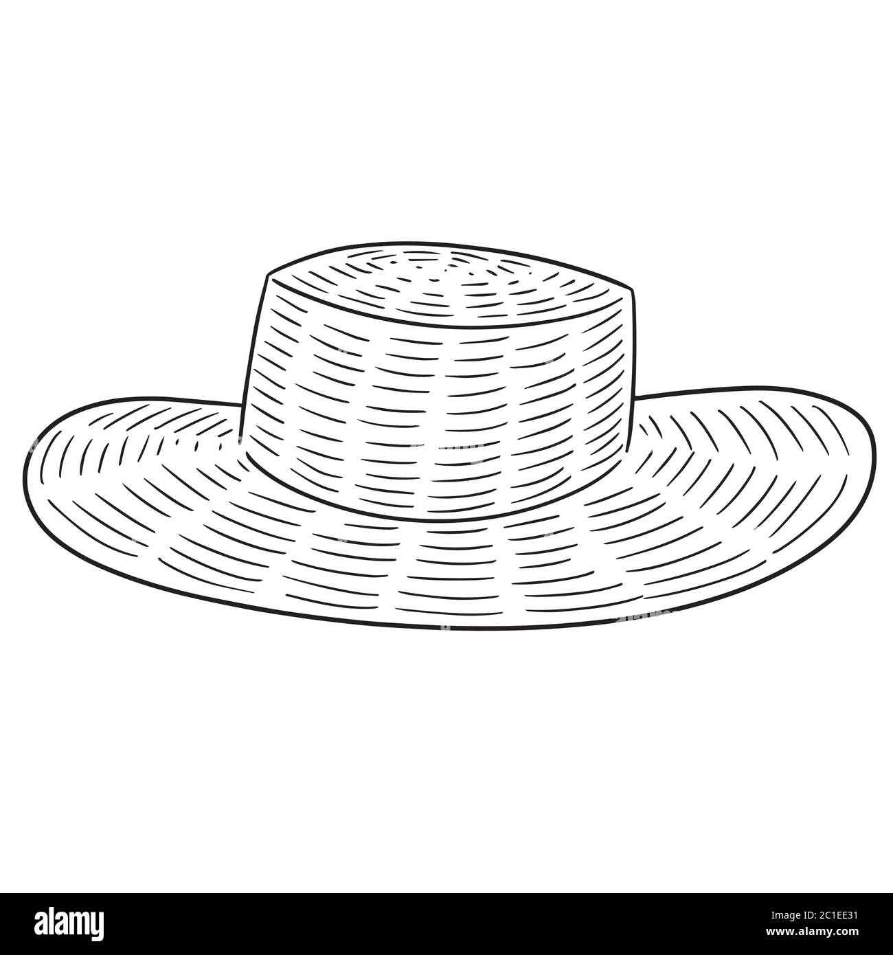 straw hat clip art black and white