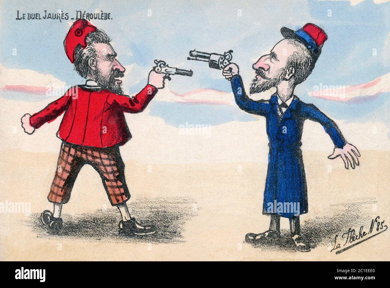 Dreyfus-Affaire. Political satire postcard.  The Dreyfus Affair was a political scandal that divided the Third French Republic from 1894 until its res Stock Photo