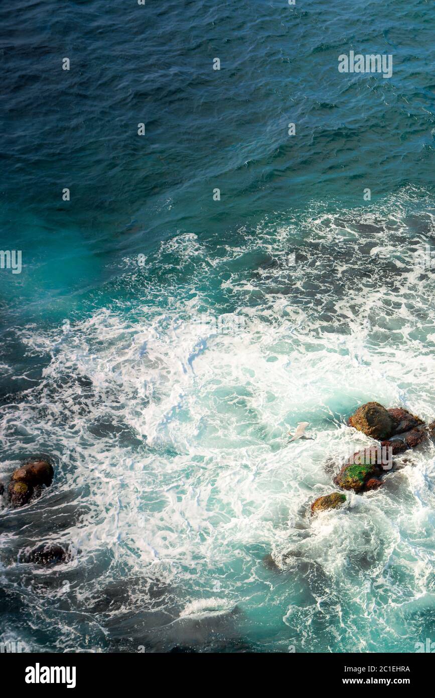 texture of sea waves. natural water background. stormy weather. view from above Stock Photo