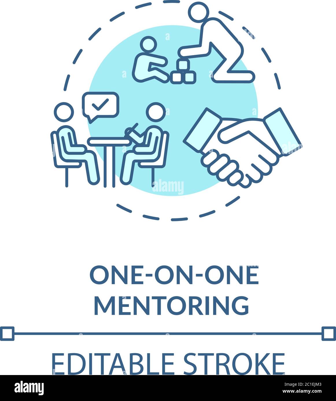 On on one mentoring concept icon Stock Vector