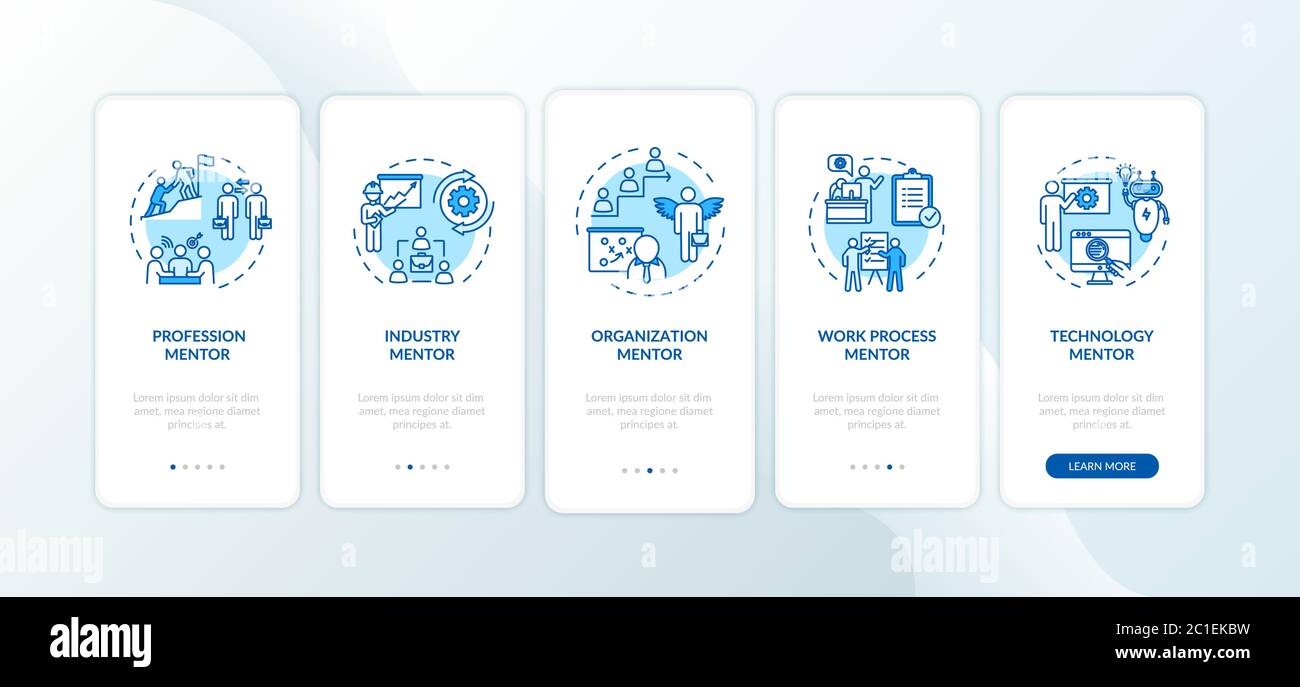 Educational course onboarding mobile app page screen with concepts Stock Vector