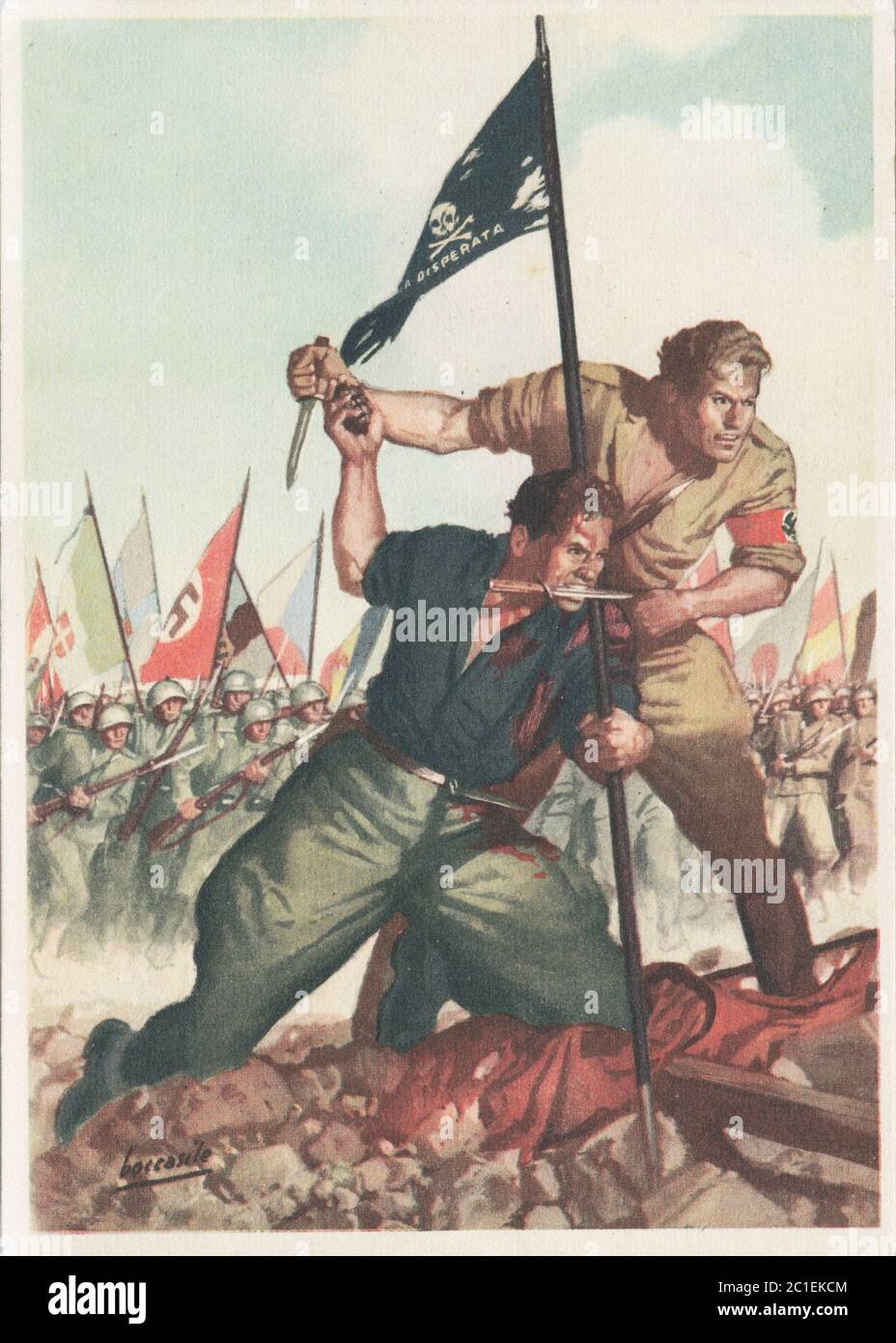 German-Italian Weapon Brotherhood'  Italian field post card. 1941 Stock Photo
