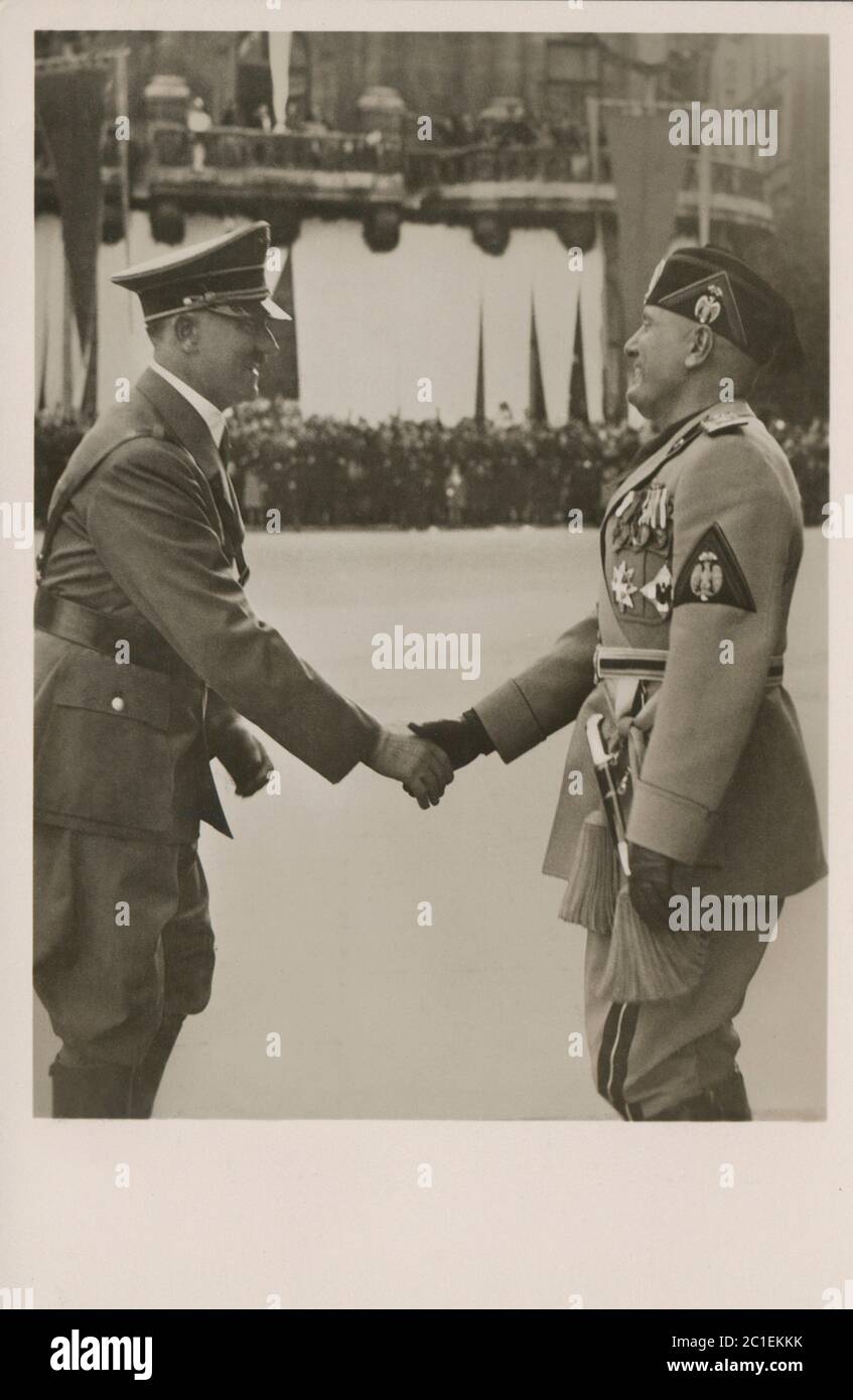 The Second World War period. Meeting of Hitler and Mussolini. Stock Photo