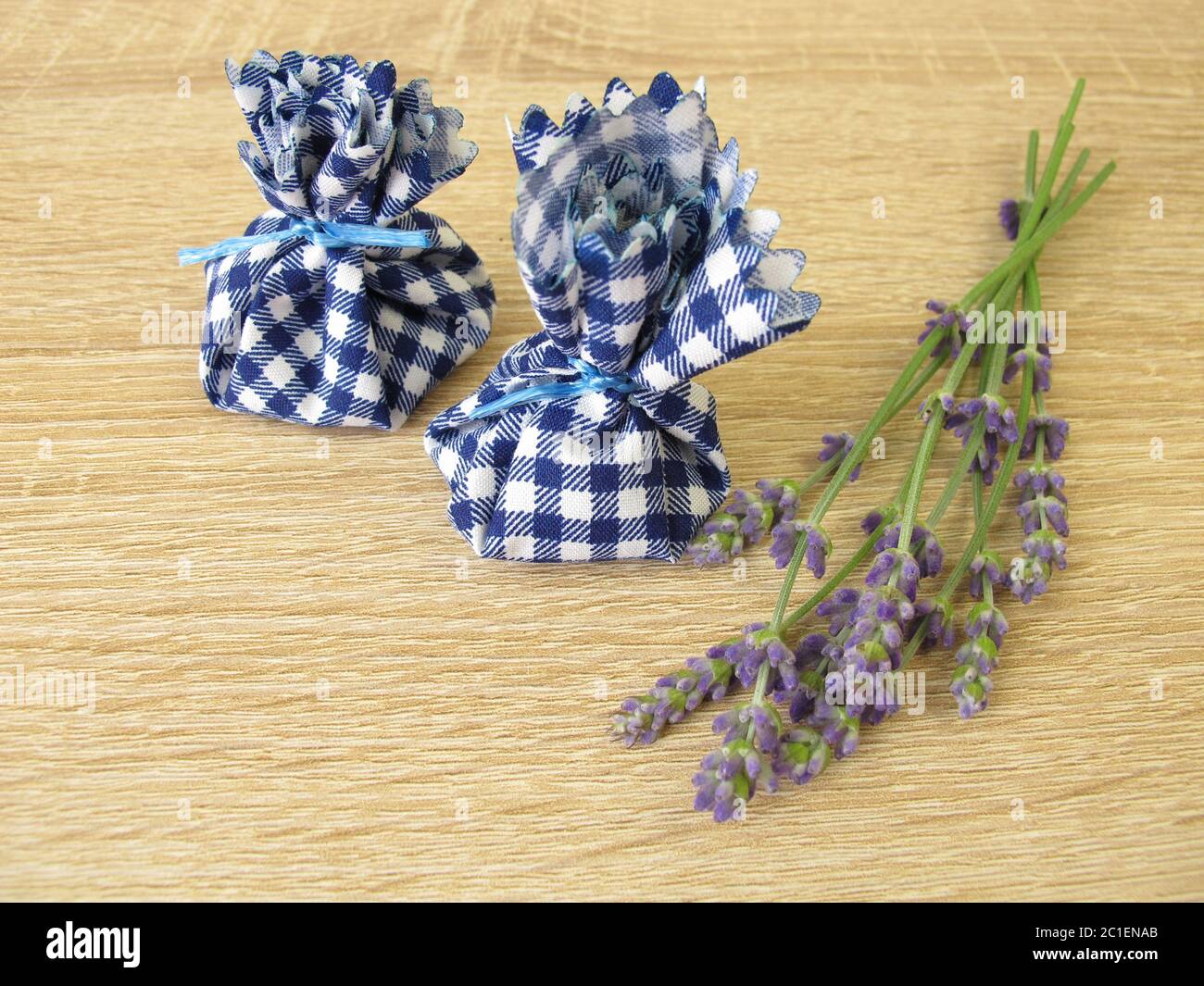 Lavender bags and lavender Stock Photo