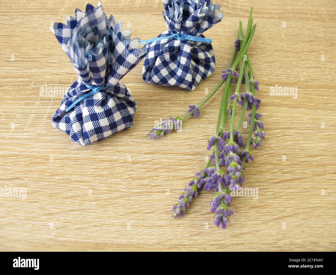 Lavender bags and lavender Stock Photo