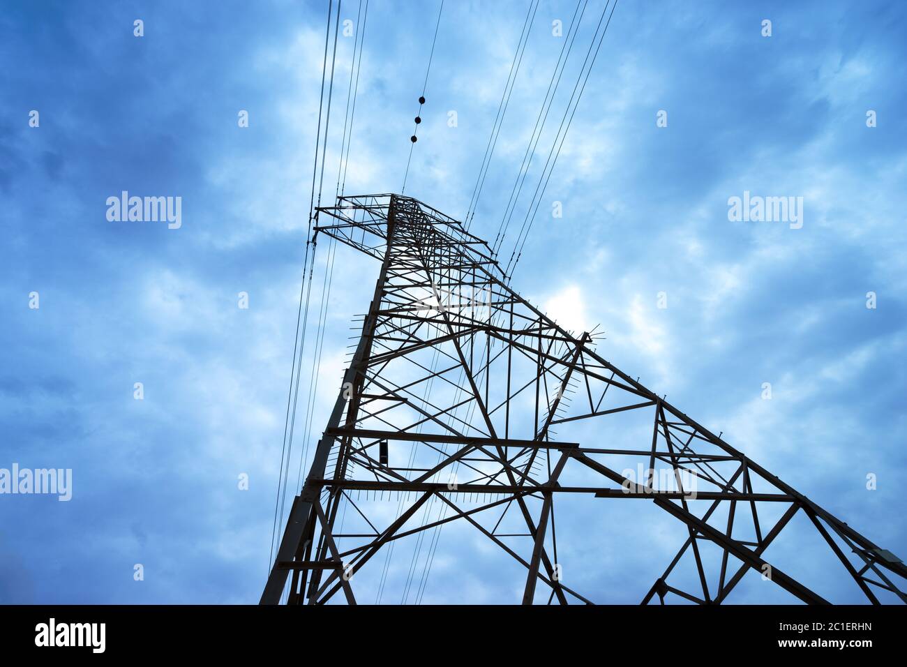 high voltage post.High-voltage tower sky background. Stock Photo