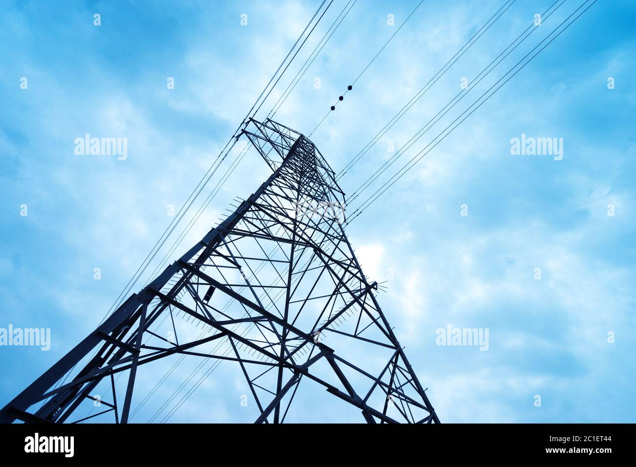 high voltage post.High-voltage tower sky background. Stock Photo