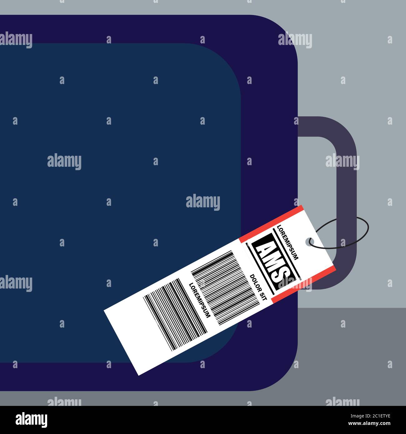luggage tag label on suitcase with netherlands amsterdam, country code and barcode Stock Vector