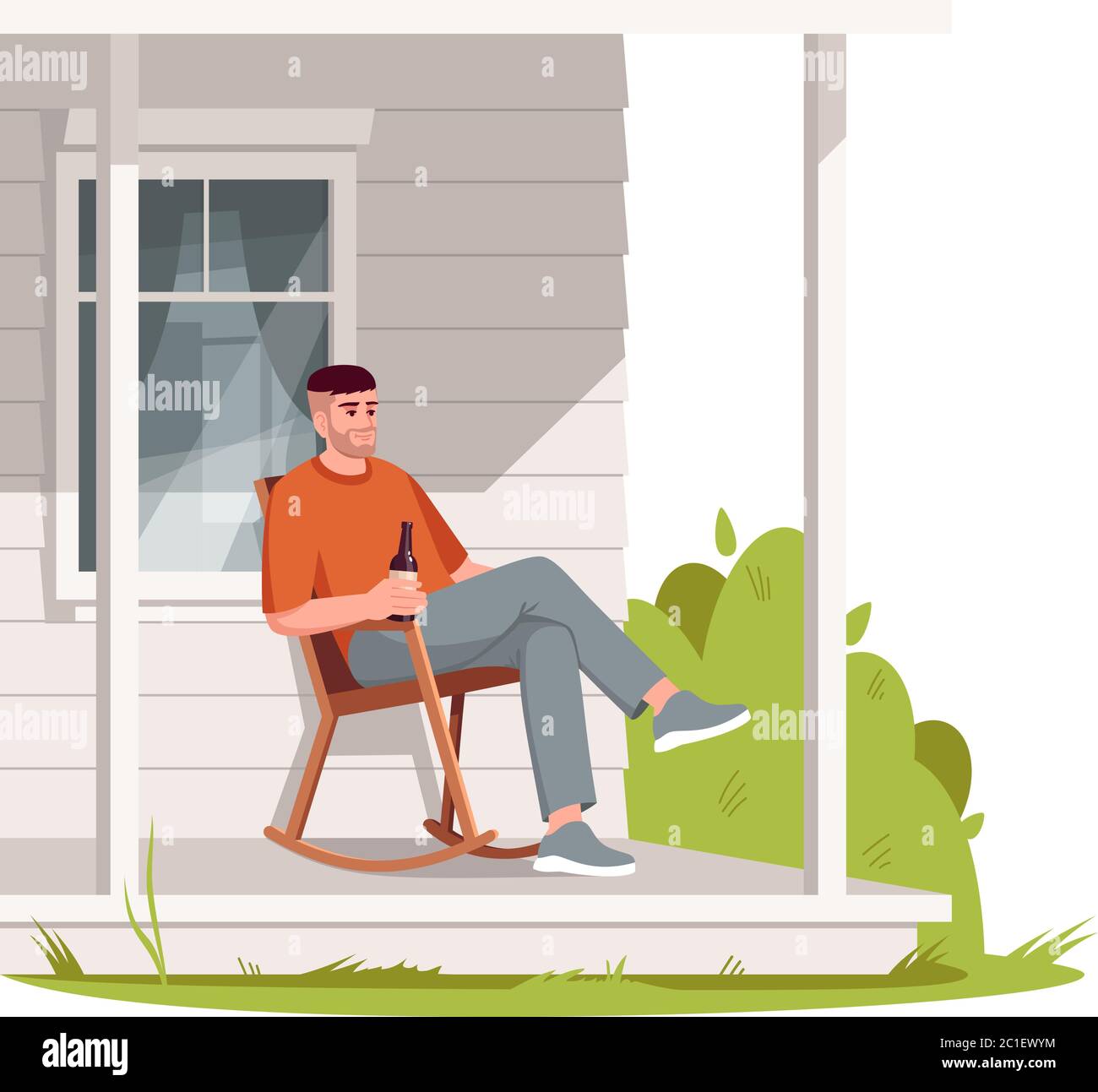 Man sit in armchair on patio semi flat RGB color vector illustration Stock Vector Image & Art Man sit in armchair on patio semi flat RGB color vector illustration Stock Vector Image & Art