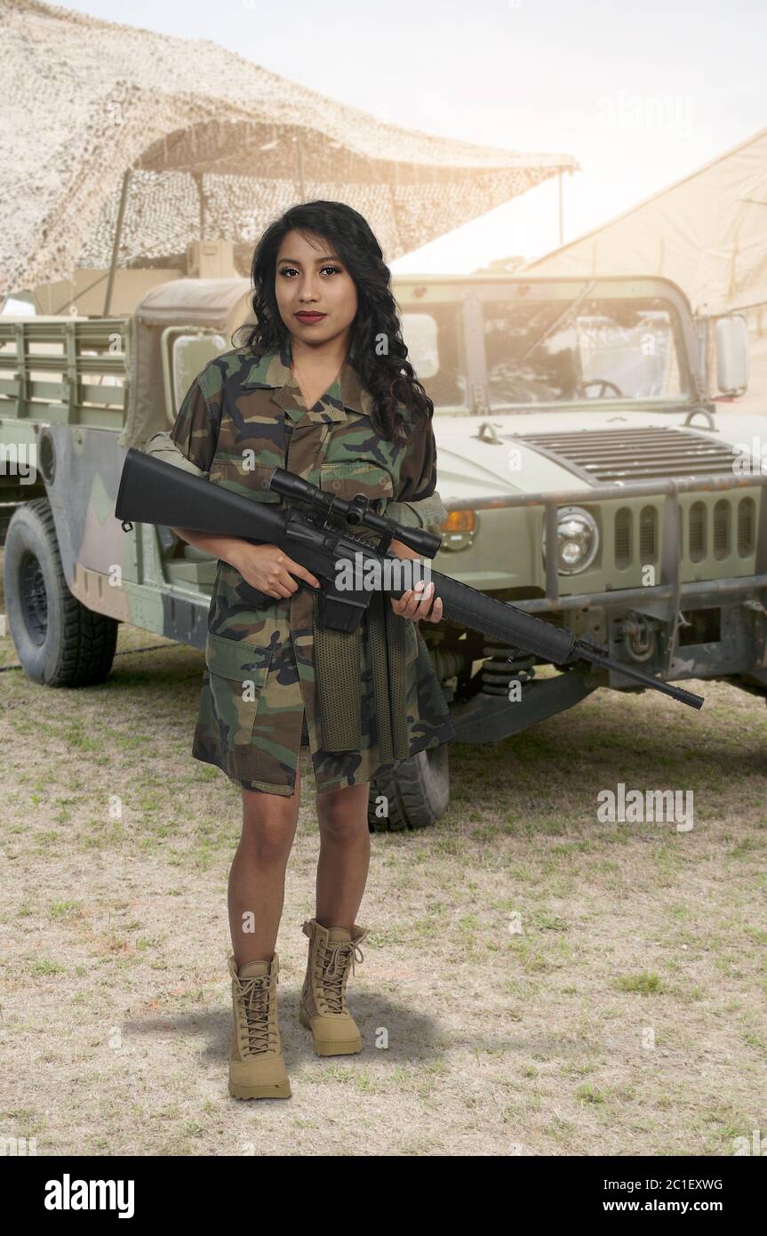 Young Woman Soldier Stock Photo