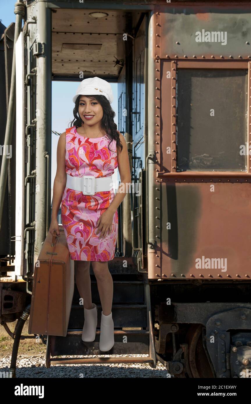 Beautiful Woman hippie in a vintage dress Stock Photo