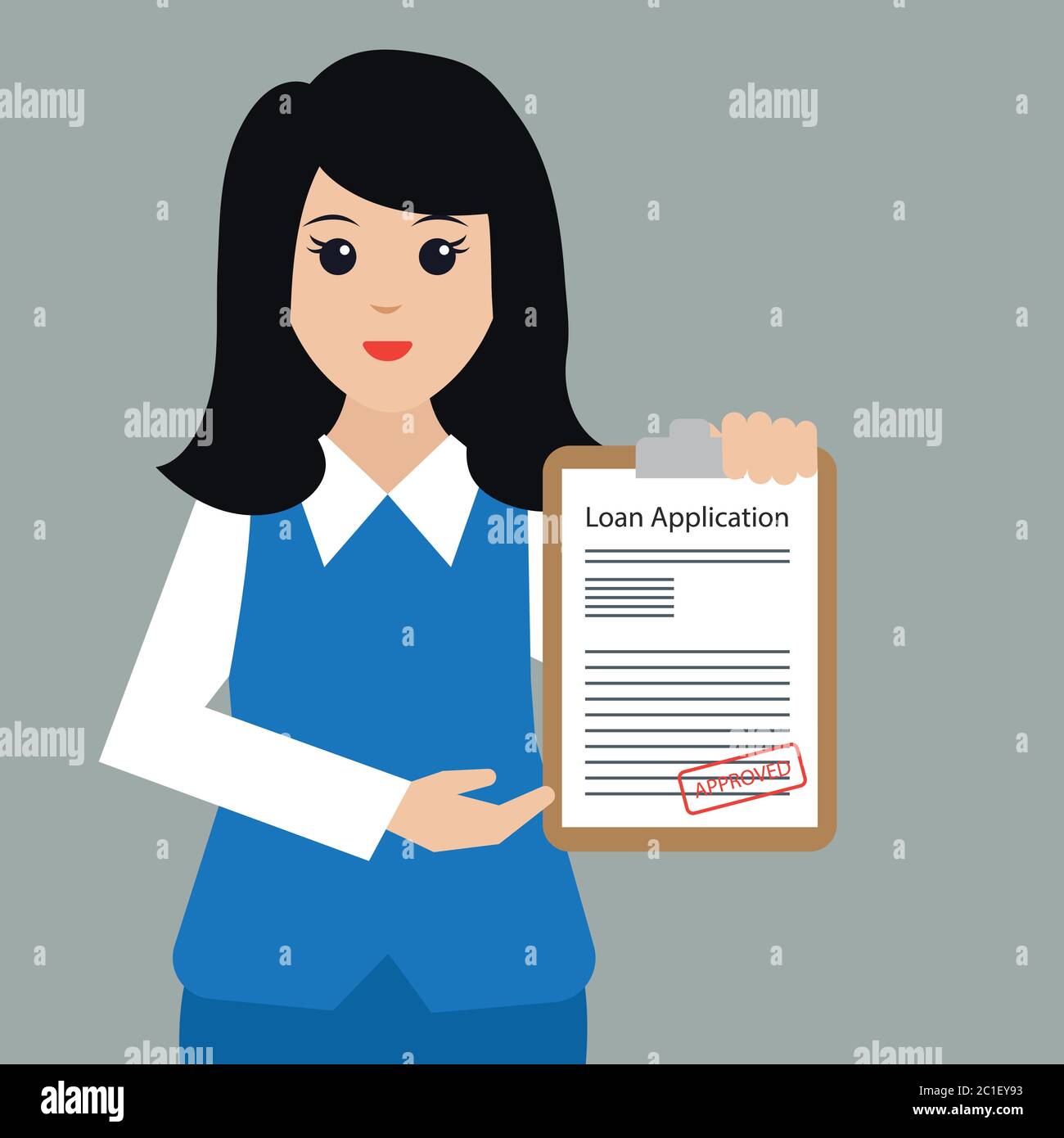 businesswoman holding loan agreement form approved for loan application