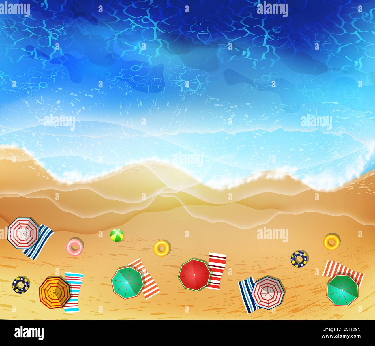 Summer sea beach top view with waves and foam Stock Vector Image & Art ...