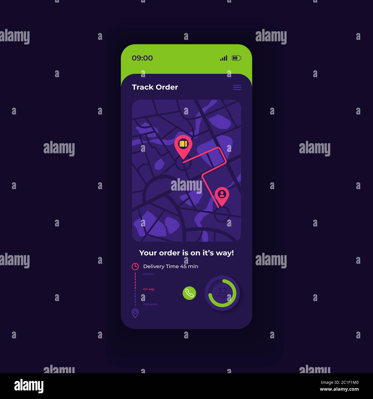 Order status smartphone interface vector template Stock Vector Image