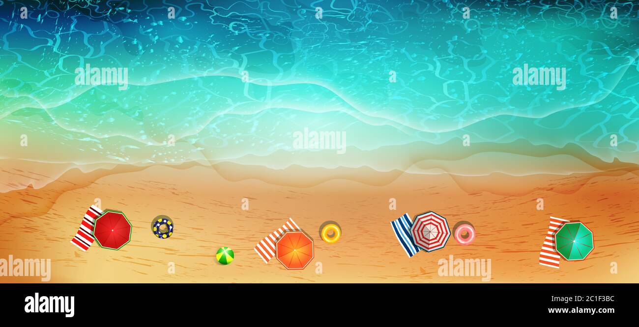 Summer sea beach top view with waves and foam Stock Vector Image & Art ...