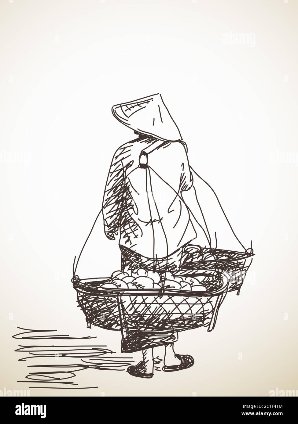 Woman Carrying A Yoke On Her Shoulder Vector Sketch Hand Drawn Illustration Stock Vector Image Art Alamy Ln the case of a hand on the shoulder, hip, or back of the head, you can convey consideration, affection, and kindness by not bending the fingers very much. alamy