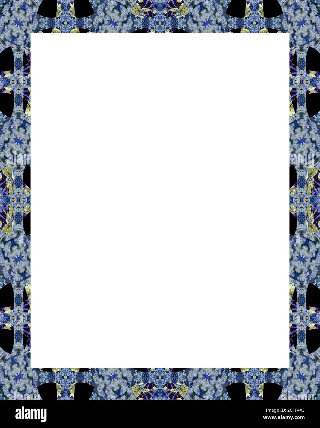 White Frame with Decorated Borders Stock Photo