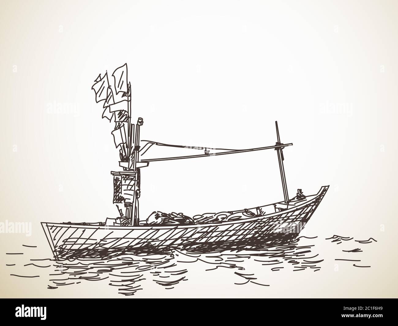 Small Rib Boats Drawing Sketch of small fishing boat, Hand drawn illustration Stock Vector ...