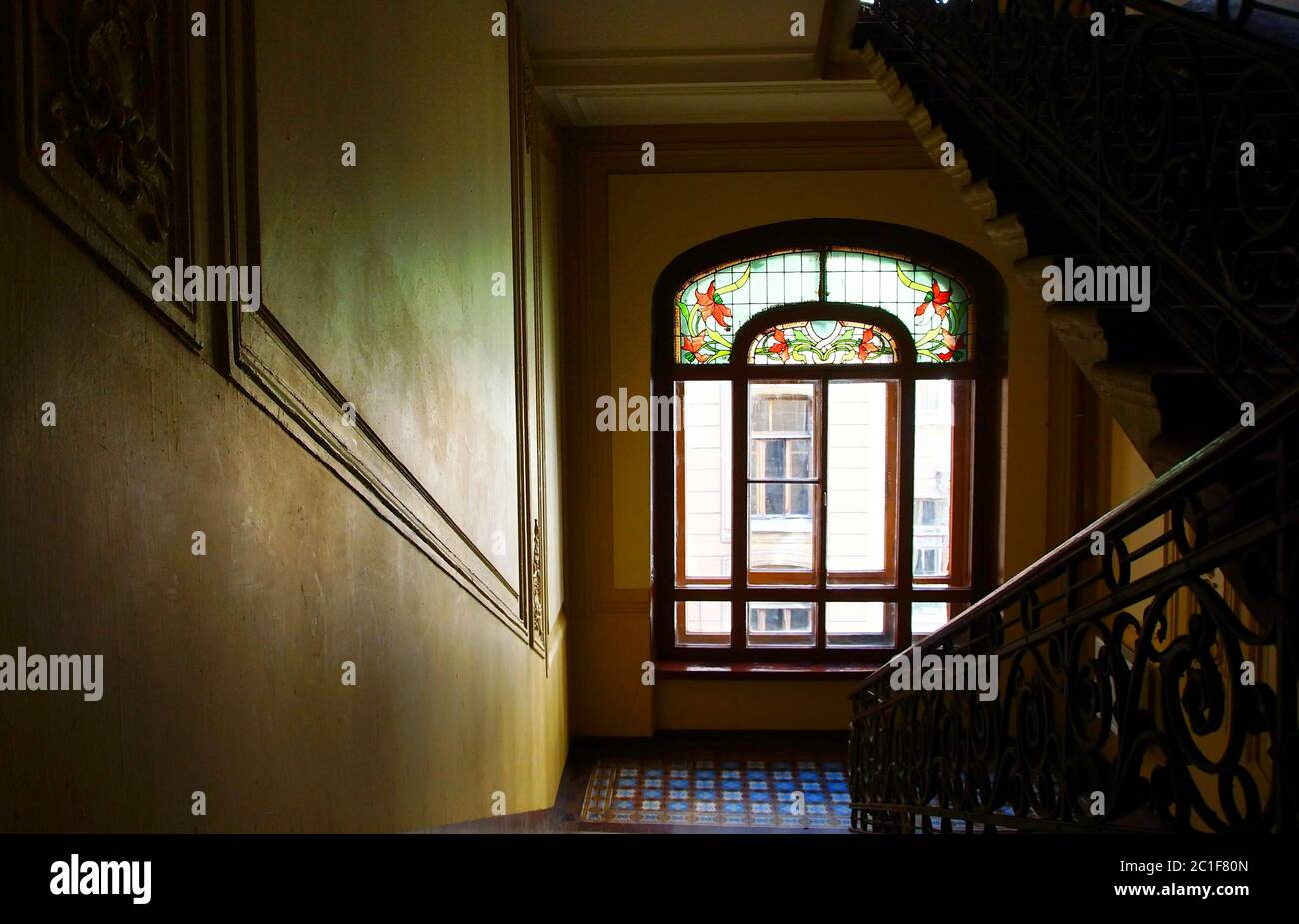 Fragment of the interior decoration of an apartment house in the Art ...