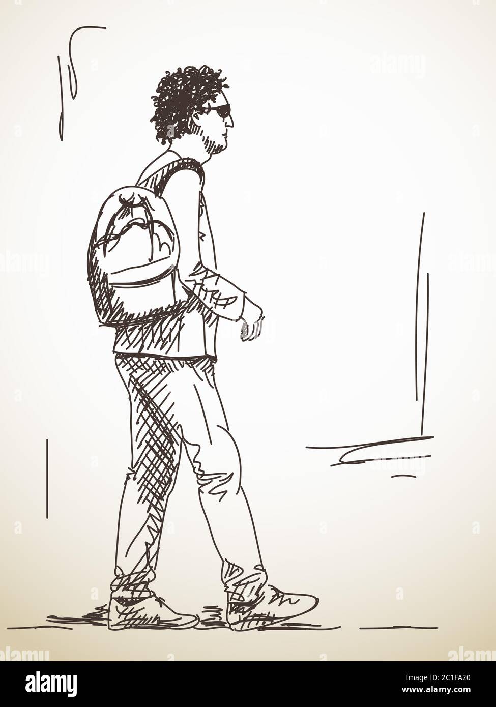 Sketch of walking man Stock Vector by ©OlgaTropinina 90474798