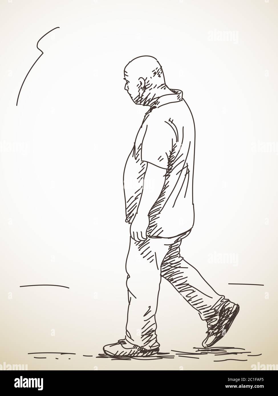 Sketch of walking old Man Hand drawn illustration Stock Vector Image ...