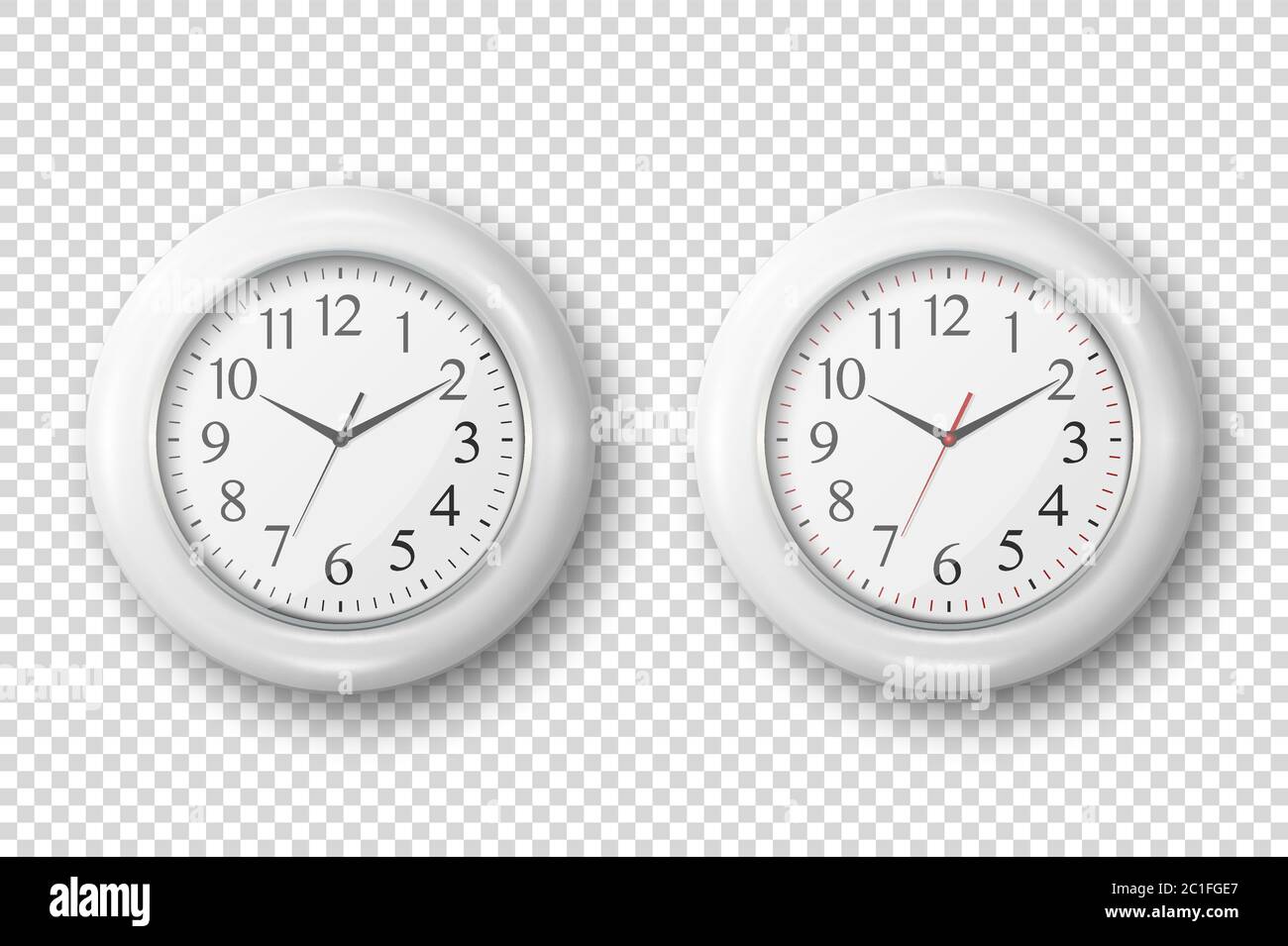 Vector 3d Realistic Simple Round White Wall Office Clock with White ...