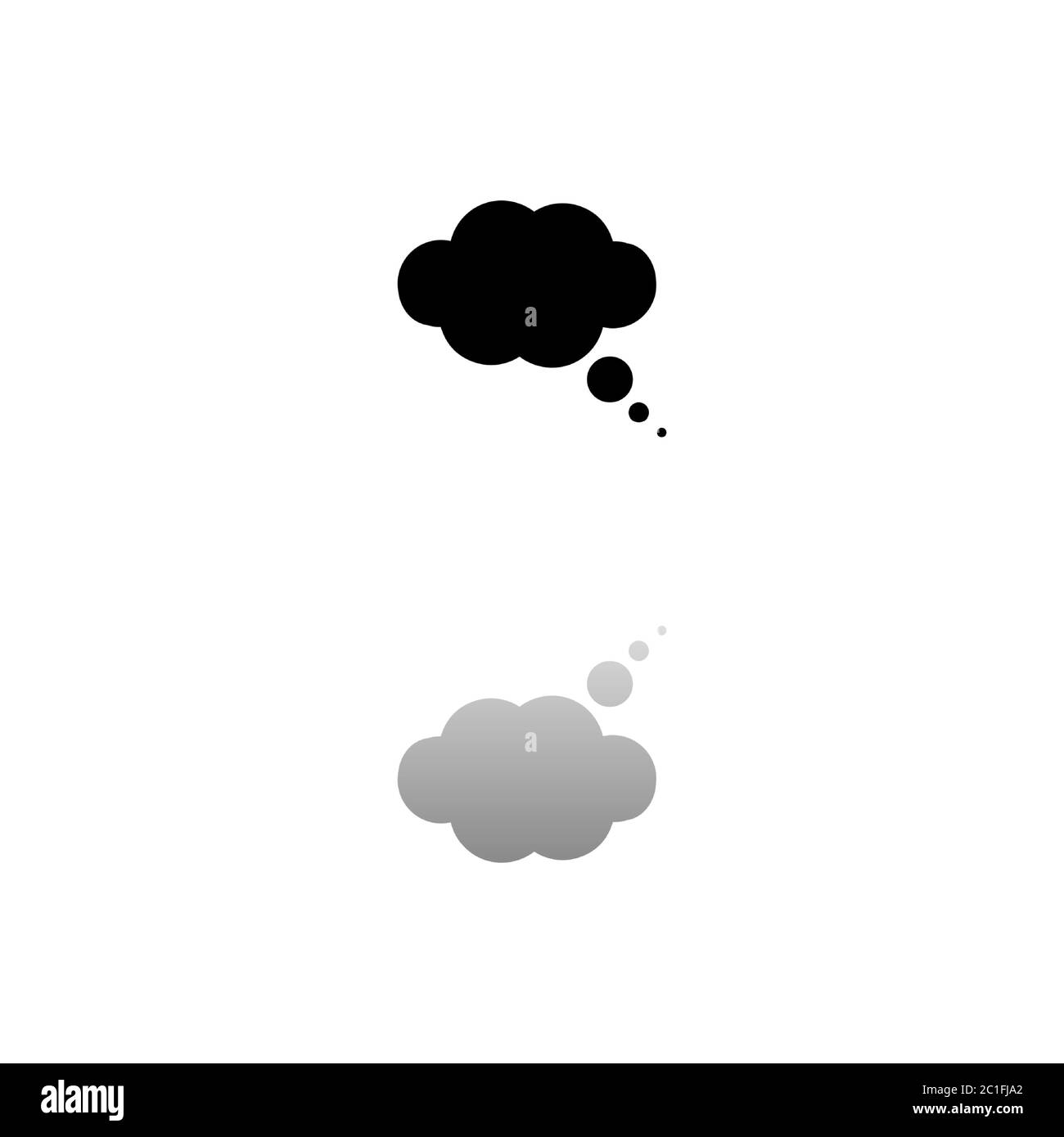 Thought bubble. Black symbol on white background. Simple illustration. Flat Vector Icon. Mirror Reflection Shadow. Can be used in logo, web, mobile an Stock Vector