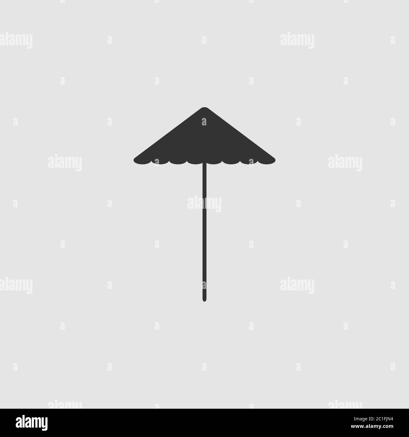 Beach umbrella icon flat. Black pictogram on grey background. Vector illustration symbol Stock Vector
