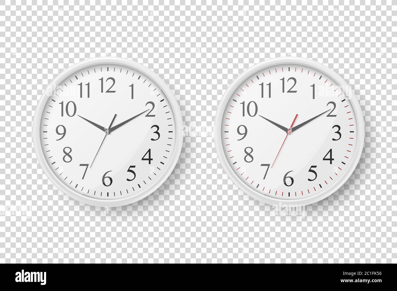 Vector 3d Realistic Simple Round White Wall Office Clock with White ...