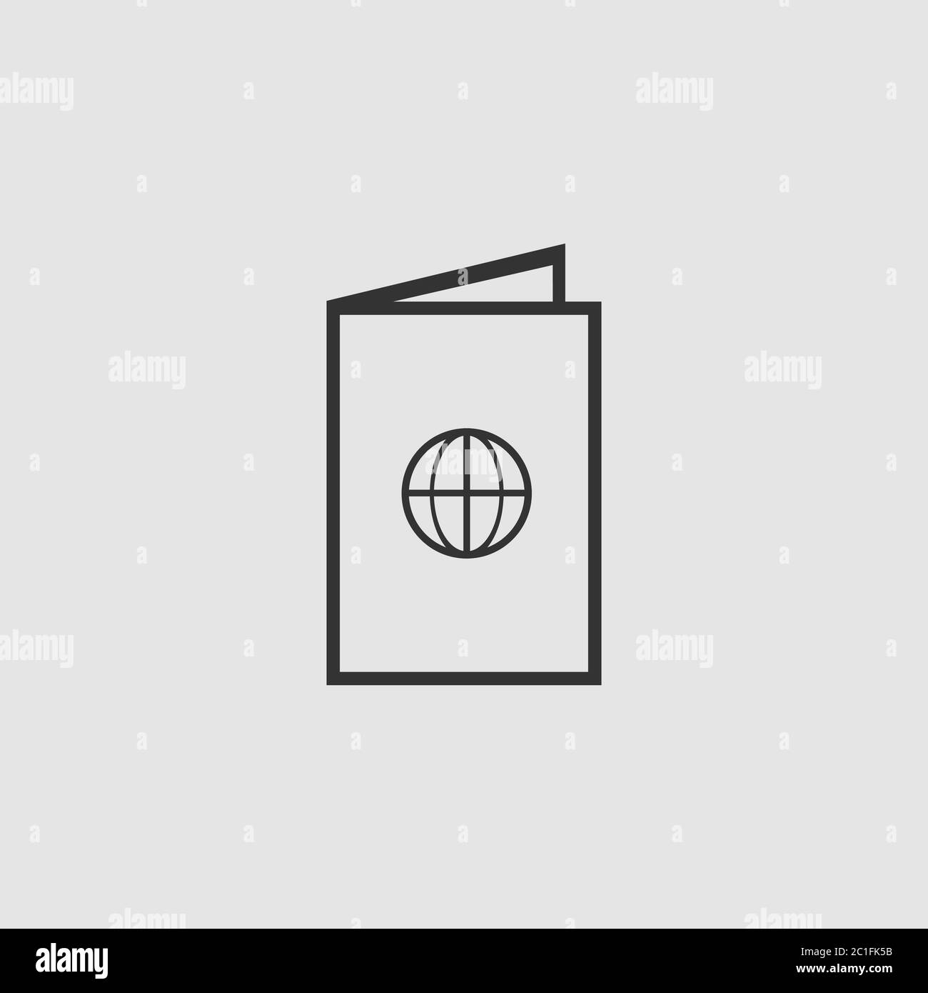 Passport icon flat. Black pictogram on grey background. Vector illustration symbol Stock Vector