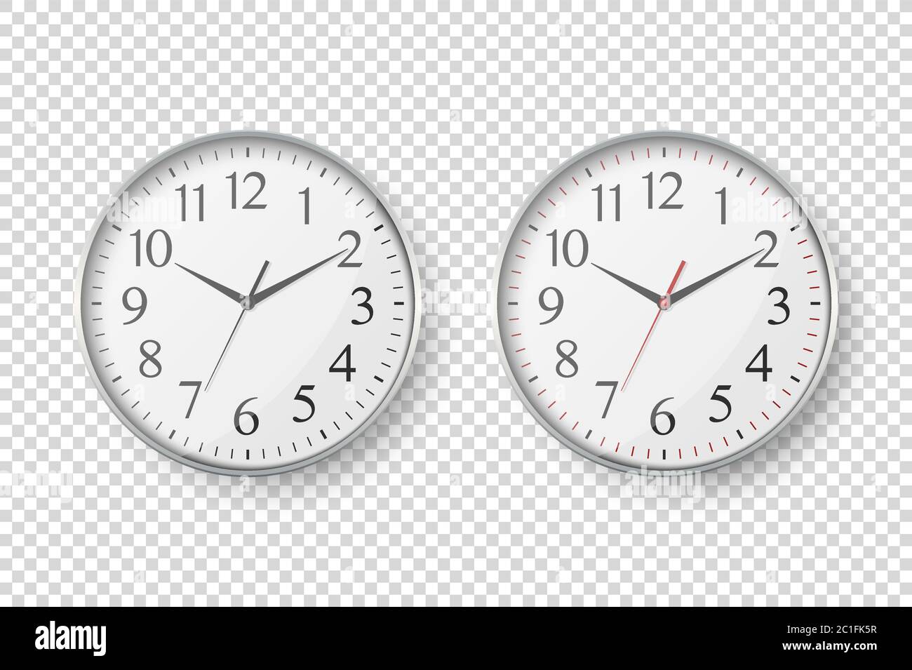 Vector 3d Realistic Simple Round Silver Wall Office Clock with White ...
