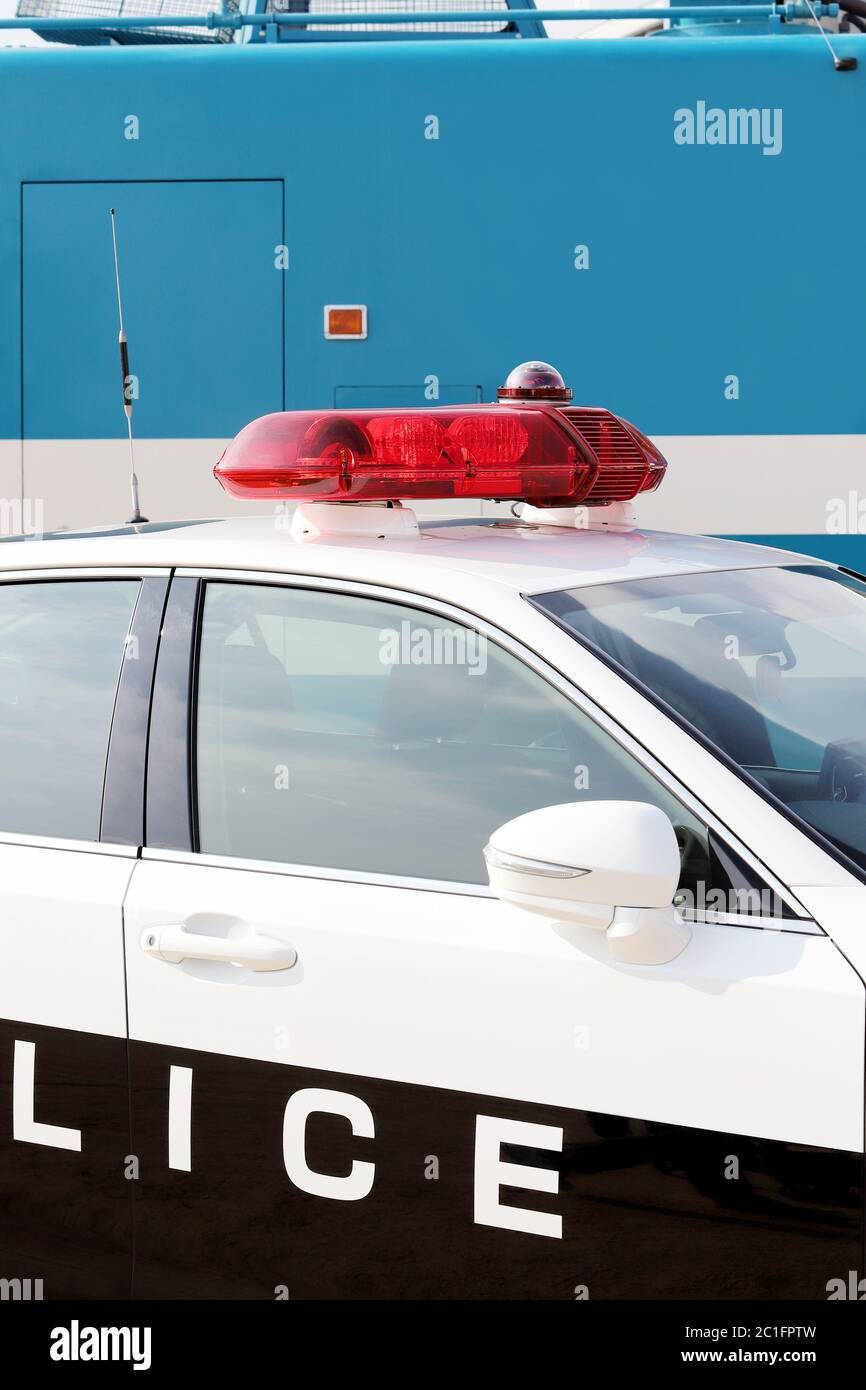 Close up of the body of the japanese police car Stock Photo