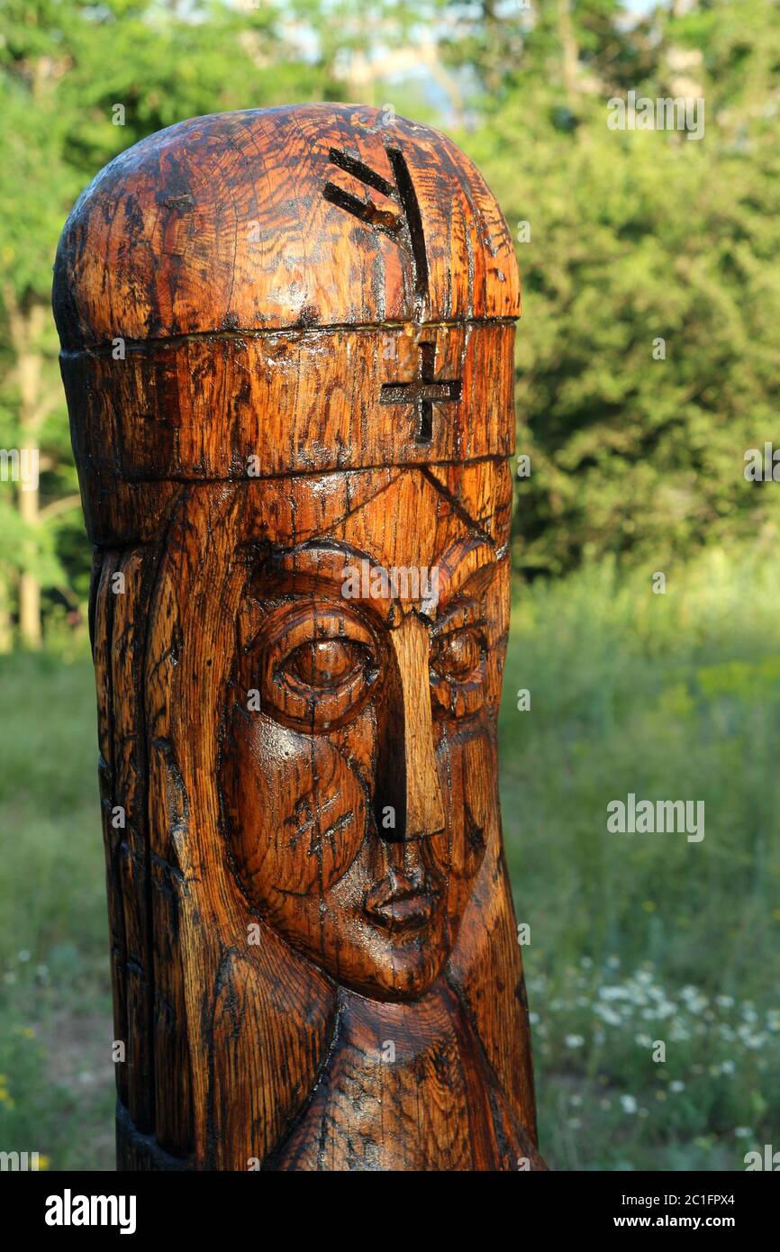 Idols of ancient Slavic pagan Gods. Stock Photo