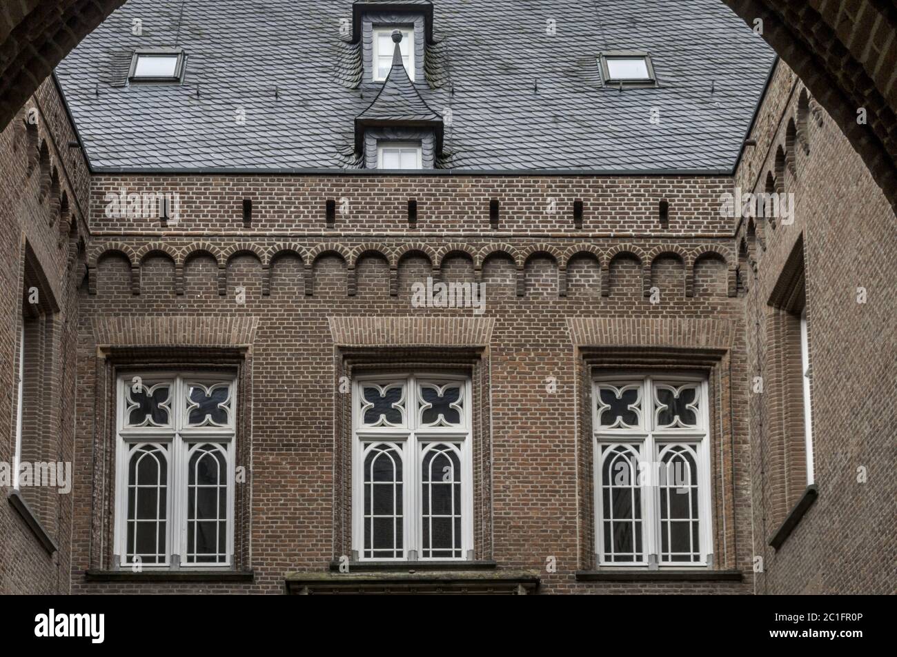 Inner courtyard, Moyland Castle, Kleve, Lower Rhine, North Rhine-Westphalia, Germany, Europe Stock Photo
